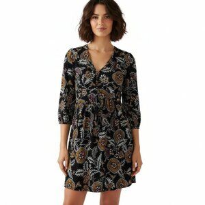 ba&sh Volver Dress Black Multi Floral Boho S NWT